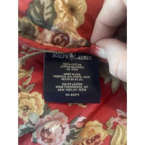 Ralph Lauren Vintage USA Danielle Marseilles Deep Red Floral King Comforter - Picture 5 of 6